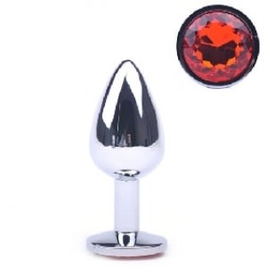 Anal Plug Metallic Small Red Jewel